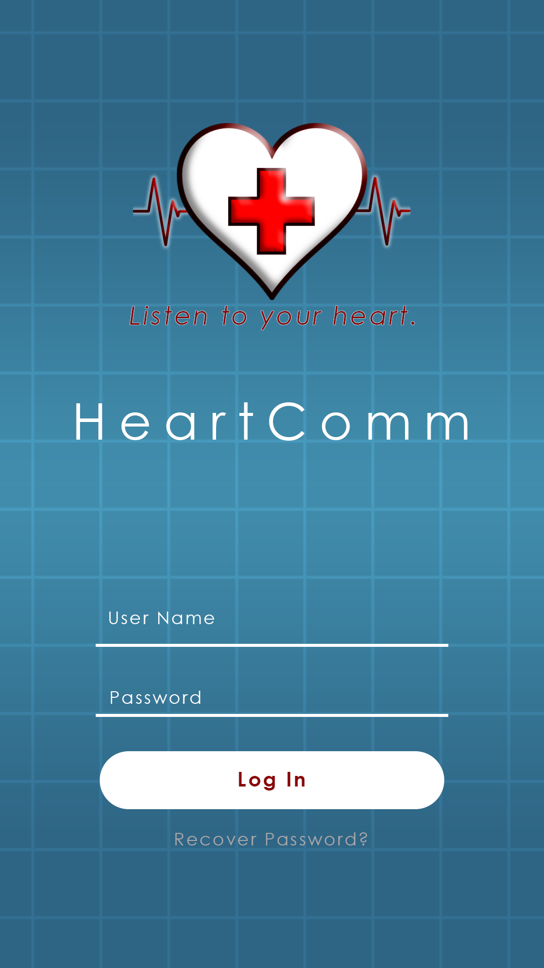 HeartComm App Login Page